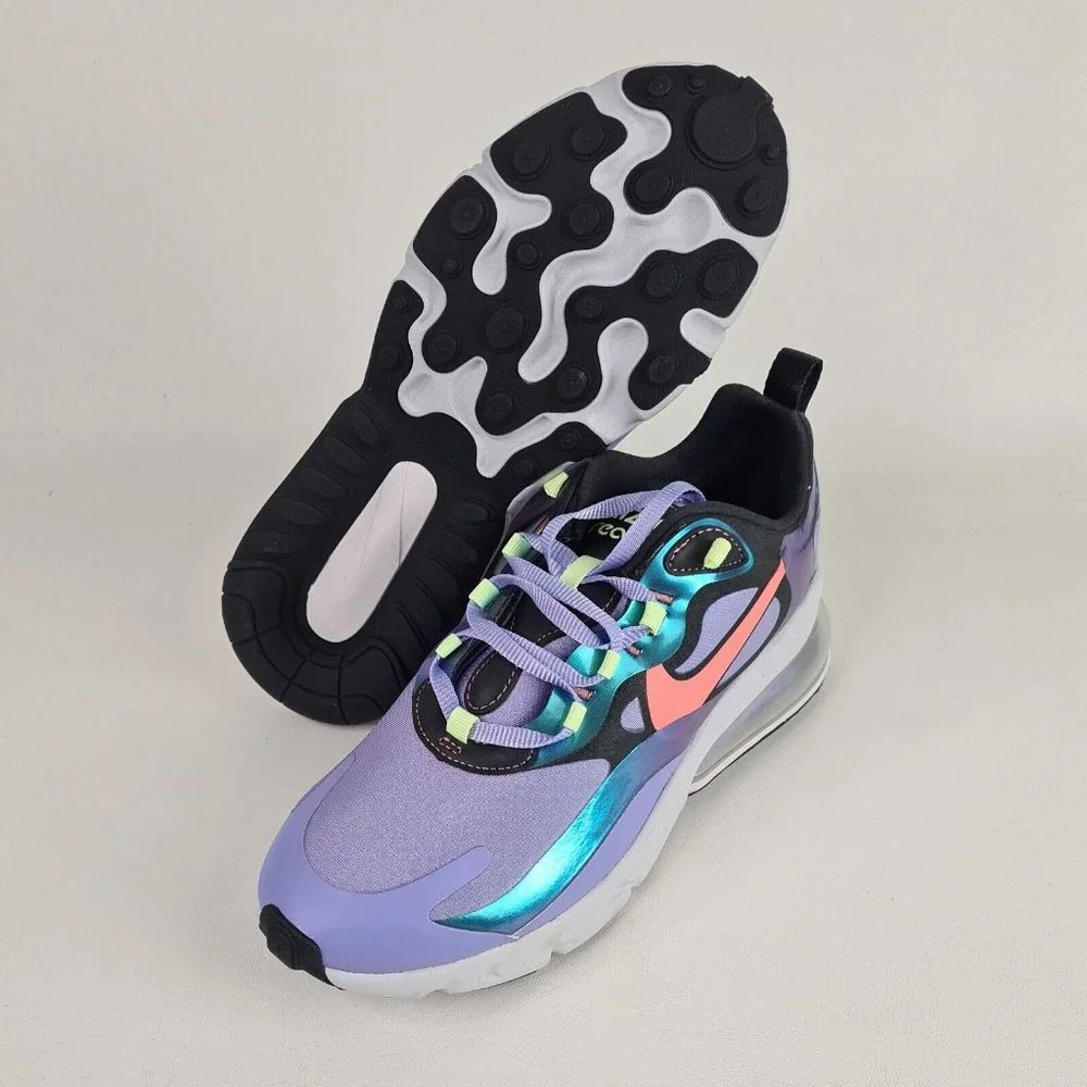 Nike Air Max 270 React Purple Gry Running Women Sneakers Shoes - Picture 11 of 14
